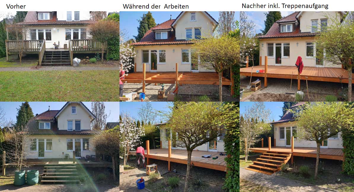 Aufbau einer Terrasse inkl. Treppenaufgang von Tischlerei Schmidt
